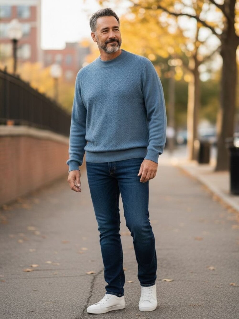 Vtg Paul Fredrick Mens S Sweater Ice Blue Diamond Silk Blend Long Sleeve Crew - Picture 2 of 16